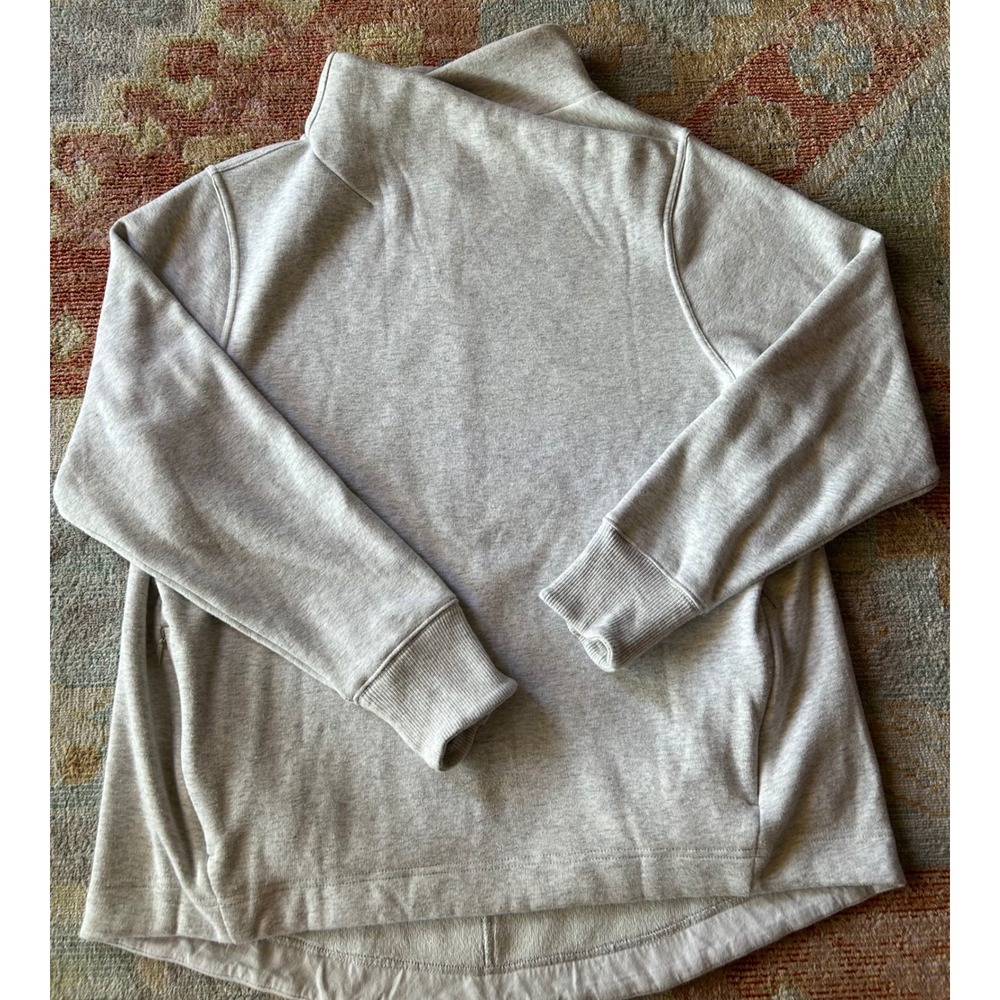 Athleta Cozy Karma Funnel Neck Sweatshirt Thumb Holes Gray Pullover Large
